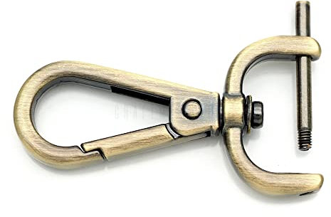 CRAFTMEMORE 2 abnehmbare Karabinerhaken mit Schraubstange VT493 Taschenriemen, Hardware-Ersatz (3/4 Zoll, gebürstetes Messing)