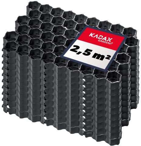 KADAX Paddockplatten aus Kunststoff, 60x40cm, 2,5m², 2 Farben, Belastbarkeit bis zu 1000 t, Rasengitter mit Antirutschnoppen, Rasenwaben, Rasengitterplatten (Schwarz, Rechteckig, 10 Stück)