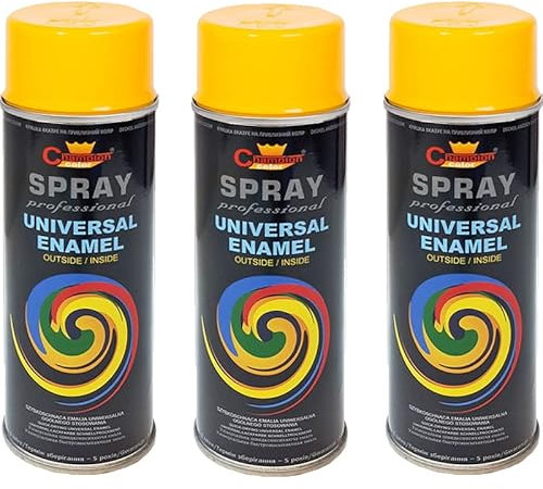 VE-INDUSTRIES Lackspray nach RAL 3er Sparpack Spraydose 400ml Buntlack für Holz, Metall (1018 Zinkgelb)