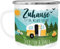 SpecialMe® Emailletasse personalisiert mit Namen Zuhause ist da wo wir parken Wohnwagen Camping Geschenke emaille-weiß-silber standard