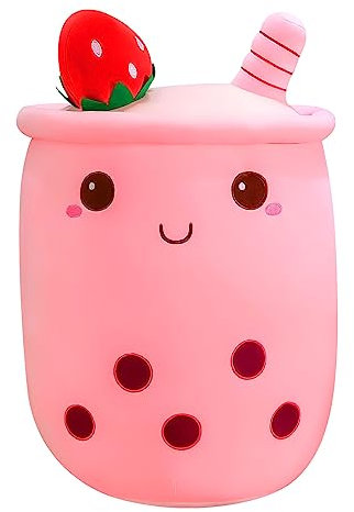 DAWRIS Bubble Tea Plush Pillow Plushie Plush Pillow, Plushies Bubble Tea Plushi Doll Creative Bubble Milk Tea Cup Shaped Hugging Cushion Home Soft Hug Pillow Cuddly Toy (pink)