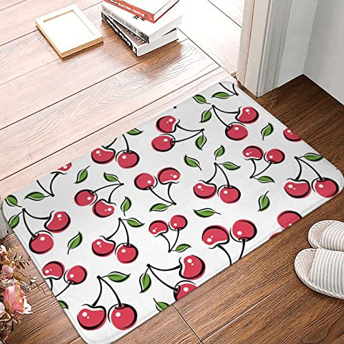 Kirsche Badematten für Badezimmer, weicher saugfähiger Badteppich rutschfester Bodenteppich Teppiche für Küche Bad Waschküche Schlafzimmer Wohnzimmer Dekoration