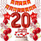 Deko 20. Geburtstag frauen Rot,Geburtstagsdeko 20 jahre frauen Luftballons 20 Geburtstag dekoration Rot,Folienballon 20 Geburtstag deko frauen Rot Tortendeko 20 Geburtstag frau deko rot