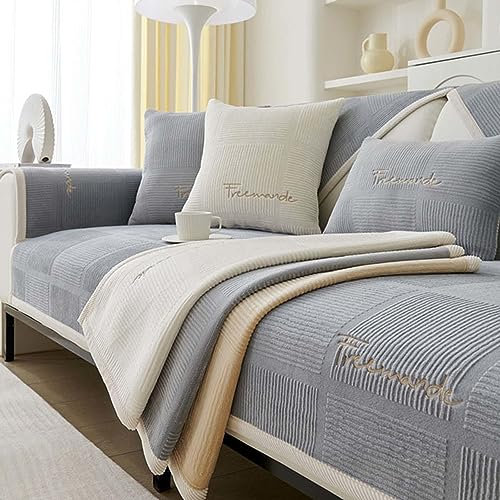 YSZBD sofabezug ecksofa wasserdicht l-Form 1/2/3/4sitzer，sofaschoner，sofaschutzdecken rutschfest,gray-110x160cm