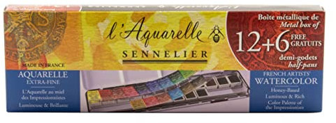 Sennelier French Wc Metal Set 18 Half Pans