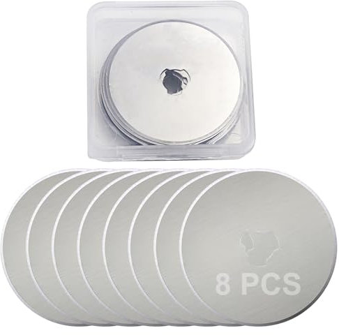 Rotary Cutter Blades, 8 Pcs Rotary Cutter Replacement Blades 45mm Highly Sharp Replacement Rotary Cutter Blades for Quilting, Paper, Fabric, Scrapbooking, Sewing, Art and Crafts