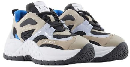 Armani Exchange Vedder, Chunky Sole, Tuta con Logo, Scarpe da Ginnastica Donna, Mud Blue Black, 36 EU