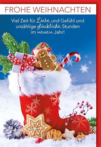Verlag Dominique Weihnachtskarte schön Spruch Viel Zeit für Liebe und Gefühle und unzählige glückliche Stunden - mit Umschlag