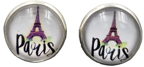 Stechschmuck Ohrstecker Handmade Ohrclips Ohrklemmen Paris Eiffelturm Frankreich Silber Farben Damen Kinder Kitsch Kawaii 1 Paar Größe Wählbar (Ohrstecker 12mm)