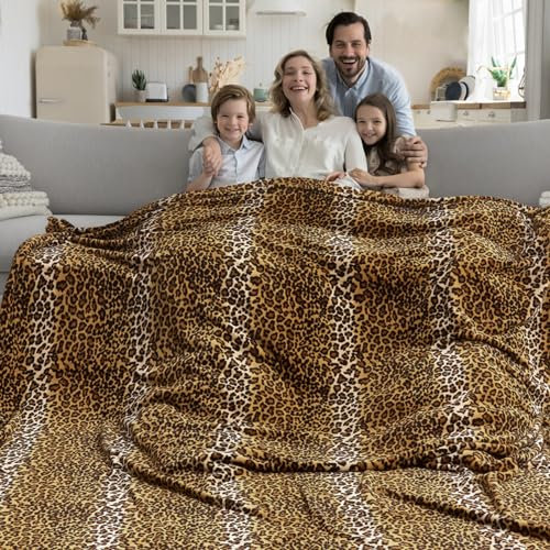 Edenleaf Fleecedecke für Queen-Size-Bett, superweich, gemütlich, Leopardenmuster, Decke für Couch, Bett, Gepardenmuster, für alle Jahreszeiten, 228,6 x 228,6 cm, Dunkelbraun