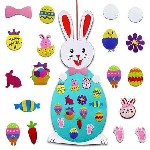 Frilla Osterdeko Filz Osterhase Deko Groß mit 20 Ornamenten | BUNNYSTER