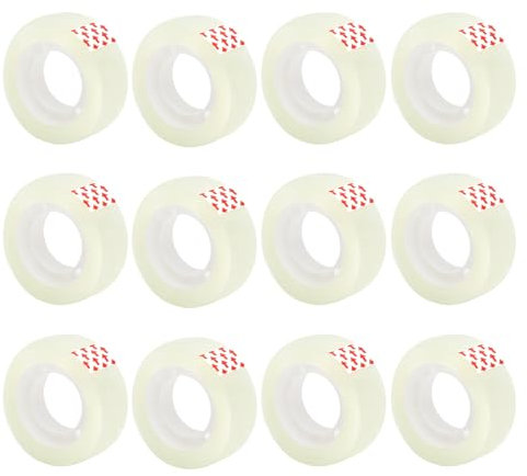 Ruban Adhésif Transparent - 18mm x 25m, 12 Rouleaux - Emballage, Packing Tape, Clear Tape, Rouleau Adhesif