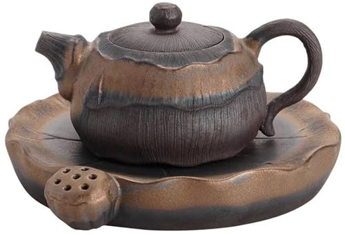 Teekannen-Set Puer Teetassen-Set Yixing-Ton Wasserkocher Bar Vergoldetes Eisen Glasur Lotus-Dufttopf Teekanne Ton Kaffeegeschirr Teegeschirr Weihnachts Teekanne Und Tasse Set