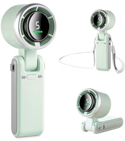 MERTTURM Mini Ventilador Portatil, Ventilador USB con 5 Velocidades Potentes y Motor sin Escobillas, Ventilador Plegable de Escritorio/Cuello/Bolsillo para Viajes, Maquillaje, Cámping(Verde Tiffanyl)