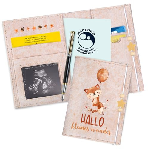 Mutterpasshülle aus Filz für Deutschen Mutterpass, Mutterpass-Schutzhülle zur Aufbewahrung von Impfpass usw,Süßes Geschenk für Schwangerinen und Zukunftige Mütter (Fuchs-Aprikose)