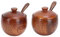 Lot de 2 pots d'assaisonnement japonais rétro minimalistes en bois avec couvercle et cuillère pour sucrier de cuisine, condiments au poivre, poudre de chili 6,1 x 8,9 cm