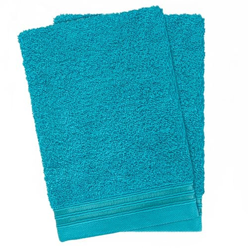 Hammetex 2er Set Mini Handtücher 15x22 cm, 100% Baumwolle mit Waschlappen Waschen Frottier, Superwuschel Weiche Qualität Strapazierfähig, Türkis