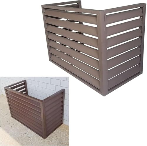 Klimaanlagenabdeckung for Außenzäune, Aluminium-Klimaanlagen- und Wärmepumpenabdeckung, Klimaanlagenabdeckungen, Außenschirm, freistehender Schirm, Außenwärmepumpenabdeckung (grau, 4 Seiten, 110 x 60