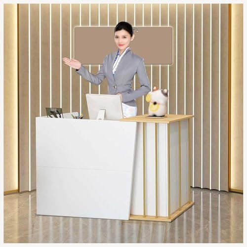 Empfangstheke Rezeption Friseur, Empfangstheke Einfach moderner Supermarkt Convenience Store Hotel Small Bar Beauty Salon Bekleidungsgeschäft Kassierer Rezepti(Size:140x40x90cm,Color:Gebrochenes Weiß)
