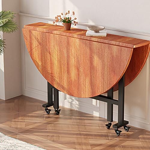 Tavolo da pranzo rotondo in legno con 6 ruote e prolunga pieghevole, versatile tavolo da cucina e ufficio, motivo noce chiaro, 100 cm