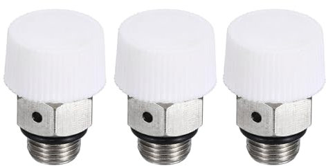 PATIKIL 1/8 BSP Male Thread Manual Radiator Air Vent Valves, 3 Pack Nickel Plated Brass Plug Valve No Need Key for Radiator Heater, Silver White