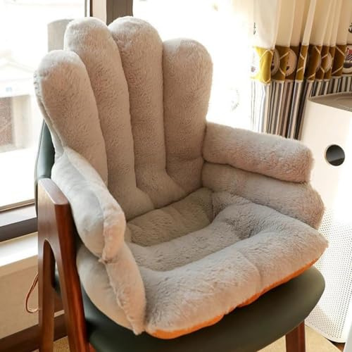 Seat Cushion Soft Fluffy Warm Lumbar Support Anti-Slip Desk Chair Pad for Home Office and Gaming Chairs, Cream Fleece Back Pillow, Versatile for Bleacher Seats and Armchairs (light grey)