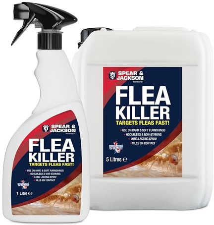 Spear & Jackson Flea Killer, 1 + 5 Litres, Multi-Insect Control for Hard and Soft Furnishings