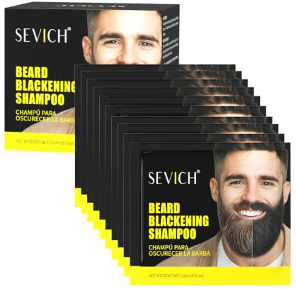 Gowwim Beard Dye Shampoo for Men, Natural Plant Extracts Blackening Beard Color Skin-Friendly 10x15ml Travel Packs