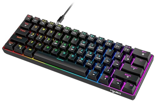 Tosuny 60% Mechanische Gaming Tastatur, RGB Backbeleuchtung Mechanische Tastatur, 61 Tasten USB C Kabel Office Tastaturen mit Heißem Swappable Red Switch, Ergonomische Tastaturen für