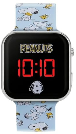 Accutime Peanuts PEA4043 LED-Armbanduhr mit bedrucktem Armband, Blau