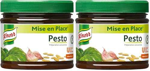 Knorr Mise En Place Pesto (Basilic + Ail), Sans colorant ni conservateur, Vegan 340g (Lot de 2)