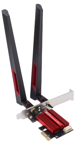 Plyisty WiFi 7 PCIe-Karte, 6400 Mbit/s Tri-Band-Wireless-Adapter, Bluetooth 5.4, 6 GHz-Netzwerk mit Zwei 10 DBi High-Gain-Antennen