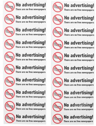 DRESSOOS 20PCS No Advertising Mailbox Sign Stickers - Self-Adhesive No Junk Mail Warning Decal for Home & Office Outdoor Post Box Letterbox Flyer Blocking