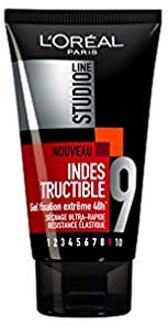 L'Oréal Paris - Gel Coiffant Fixation Extrême – Tenue 48h Sans Résidus - Résistance Élastique - Séchage Ultra-Rapide - Tous Types de Cheveux - Studio Line Indestructible - 150 ml