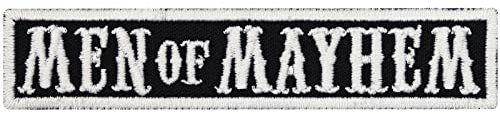 PATCHES Aufnäher MEN of MAYHEM Biker Rangabzeichen Rankpatch SAMCRO Anarchy Motorcycle Club MC Ranks DIY Aufbügler Motorrad Abzeichen zum aufbügeln Aufkleber Applikation Kleidung Iron on Patch 100x20