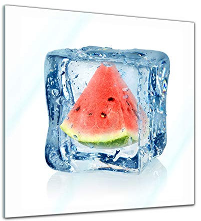 Bilderdepot24 Glasbild - Eiswürfel Wassermelone - 30x30 cm - Deko Glas - Wandbild aus Glas - Bild auf Glas - moderne Glasbilder - Glasfoto - Echtglas