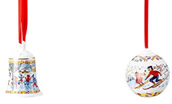 Hutschenreuther Porzellanglocke + Porzellankugel 2018 Motiv Winterfreuden - in OVP