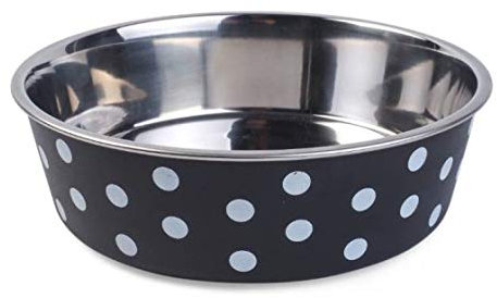 Zoon 21cm Navy Polka Bella Bowl Stainless Steel Dog Bowl