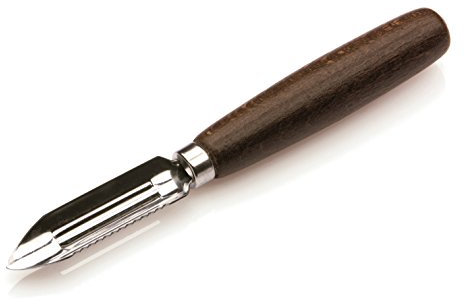 Tredoni 7cm Vegetable Peeler Scraper & Core Extractor - Potato/Carrot/Apple Peeler - Wooden Handle, INOX Italian Stainless Steel