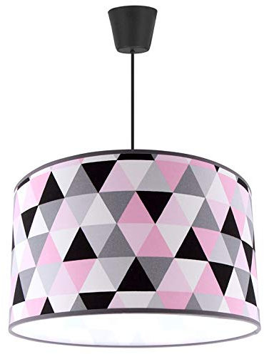FKL DESIGN Home Deco – Pendelleuchte Esstisch – Hängeleuchten & Pendelleuchten – Deckenlampe Hängend – Lampe Esstisch Hängend - Esszimmerlampe, Wohnzimmer, Küchenlampe, Rosa-Grau-Schwarz - E27 ABH1L