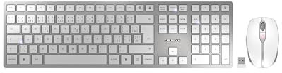 CHERRY DW 9100 SLIM, ensemble clavier et souris sans fil, layout tchèque (QWERTY), connexion Bluetooth et radio, touches silencieuses, rechargeable, blanc-argent