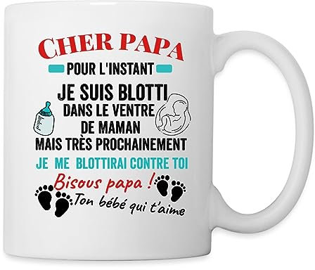 Spreadshirt Cadeau Naissance Futur Papa Fête des Pères Enceinte Grossesse Mug Blanc, taille unique, blanc