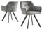 B&D home® Esszimmerstühle Cyrus 2er-Set – Polsterstuhl mit Armlehnen, Wildleder Optik Grau, stabiles Metallgestell schwarz, moderner Industrial-Look für Küche, Esszimmer & Wohnzimmer