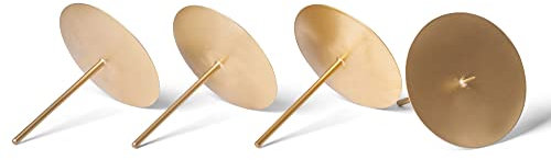 Novaliv 4er-Set Kerzenpick 6cm Gold Weihnachtskranz Adventskerzenhalter Kerzenteller zum Stecken rund Kerzenpin Kerzentülle Metall Kerzenständer Kerzenpin Adventskranz Kerzenhalter für Kränze