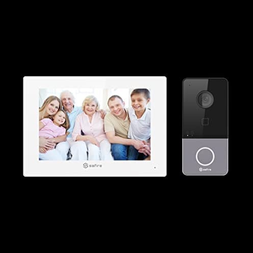 Kit d'interphone vidéo Safire Technologie IP & WiFi Comprend Moniteur, Plaque Et Lecteur MF | PoE standard. Application mobile avec P2P depuis la carte