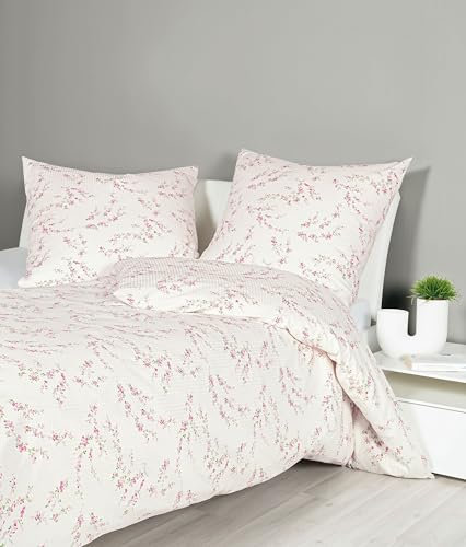 Traumschloss Bettwäsche »Seersucker« Blumenranken, rosa, 135x200 & 80x80, 100% Baumwolle, Krepp-Struktur, perfekt für den Sommer