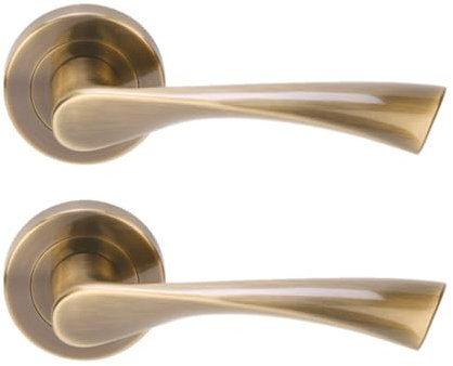 HANDLEZONE® Zena Lever On Round Rose Door Handles, Internal Passage Latch Handles, 1 Set - Antique Bronze