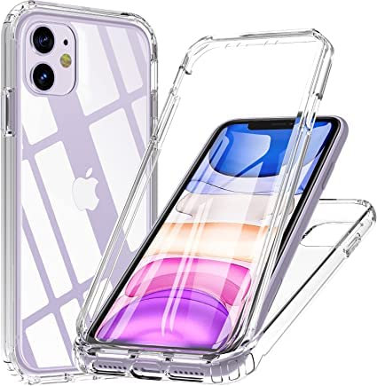 Funda para iPhone 11, 360 Grados Antichoque Protección Carcasa iPhone 11 6,1 Fundas iPhone 11 con Protector de Camara Antigolpes Bumper iPhone 11 Apple Case (Transparente)