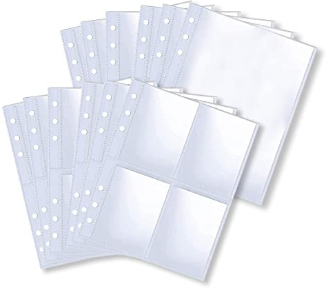 40 Pack A5 Clear Binder Pockets, 6 Holes PVC Loose Leaf Binder Pouch, 4 Pocket 1 Pocket Photocard Sleeves Photo Sheet Protector Page Protectors Top Loading for Organizer Photos Cards Bills
