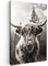 MuchoWow© Leinwand Klein 20x30 cm Mini Deko Schlafzimmer Aesthetic Leinwandbilder Wohnzimmer Gemälde Foto Geschenk Living Room Decoration Schottisches Hochlandrind - Kuh Bild - Tiere - Schwarz und Wei